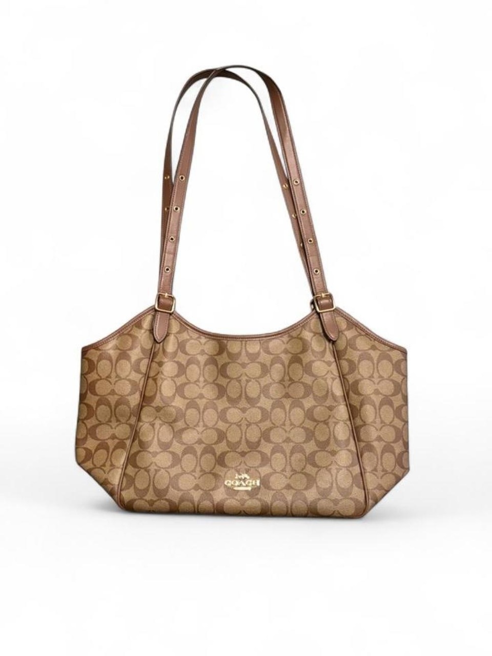 Coach Meadow Shoulder Bag – Signature Canvas Khaki/Saddle